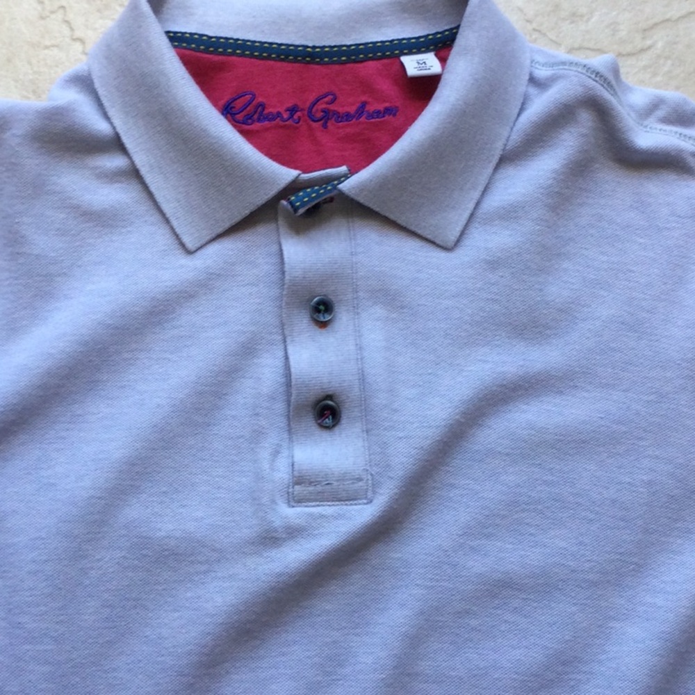 Robert Graham Gray Polo Shirt Soft Knit Fabric
